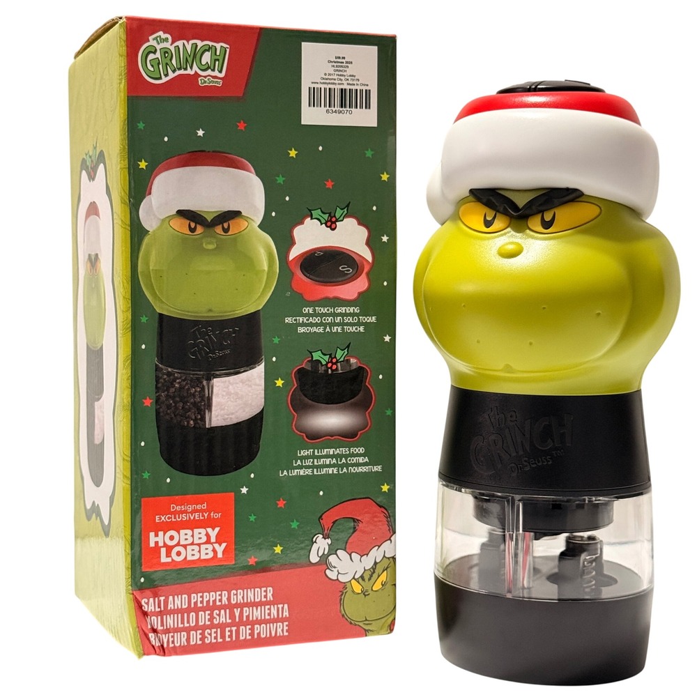 Dr Seuss The Grinch Electric Salt and Pepper Grinder Hobby Lobby Exclusive NEW